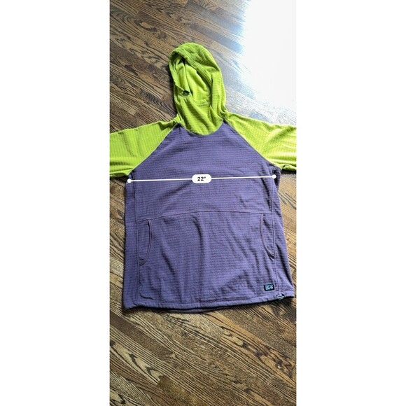Mountain Hardwear Hoodie Sweatshirt Womens XL Green/purple Waffle Knit Gorpcore - Picture 6 of 8